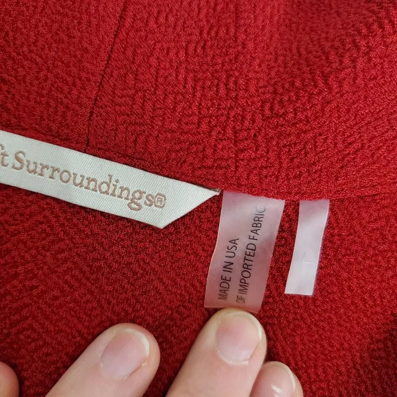 Women's SOFT SURROUNDINGS Mesa Red Draped Open Boho Vest SZ L Buttons Holiday‎ - Picture 6 of 10